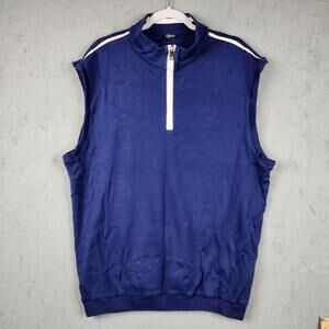 Marbas Sweater Vest Mens 2XL Blue Golf Quarter Zip Cotton Made In Italy Golf